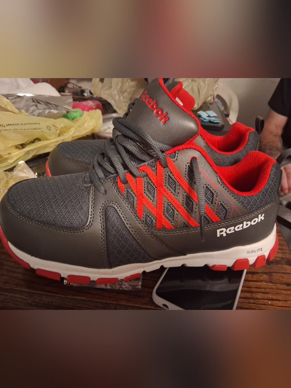 Reebok Kids' Gray & Red Athletic Shoes